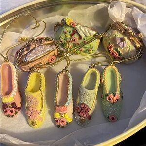 Victorian shoe and purse ornaments